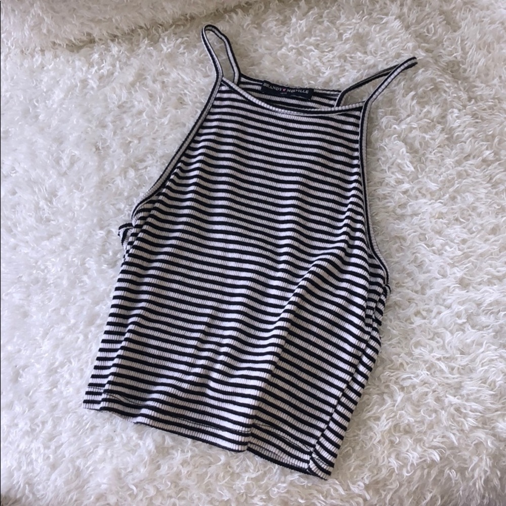 Black and white stripped brandy Melville crop top